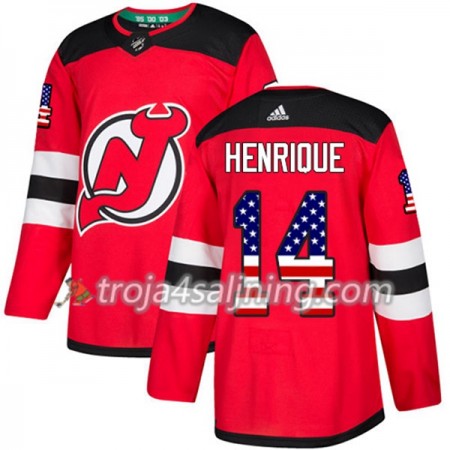 New Jersey Devils tröja Adam Henrique 14 Röd USA Flag Fashion 2017-2018 Adidas Authentic - NHL Tröjor Herr